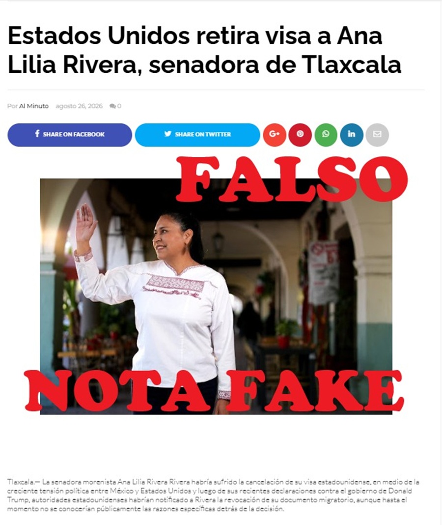 Nota Falsa, Cancelación de Visa a Ana Lilia Rivera; Arrecia Guerra Sucia con Interés Político
