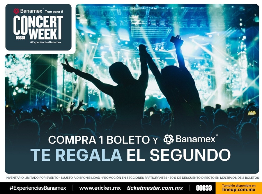 OCESA, Ticketmaster y Banamex Lanzan la Edición más Grande de Concert Week con Más de 150 Conciertos al 2×1