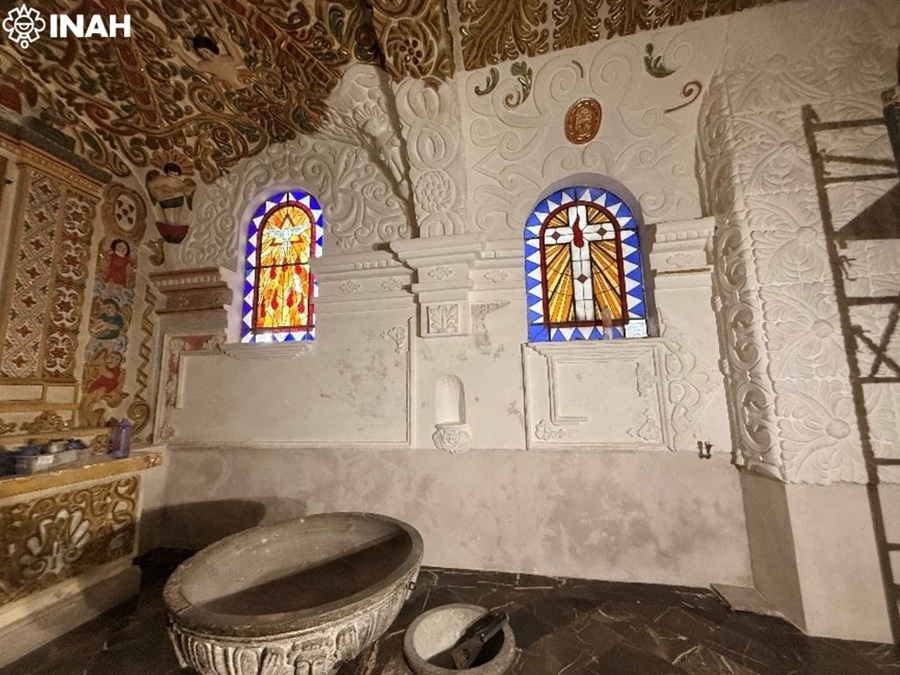 Intervienen Bautisterio de la Parroquia de San Bernardino de Siena, en Tlaxcala, Joya del Arte Indocristiano